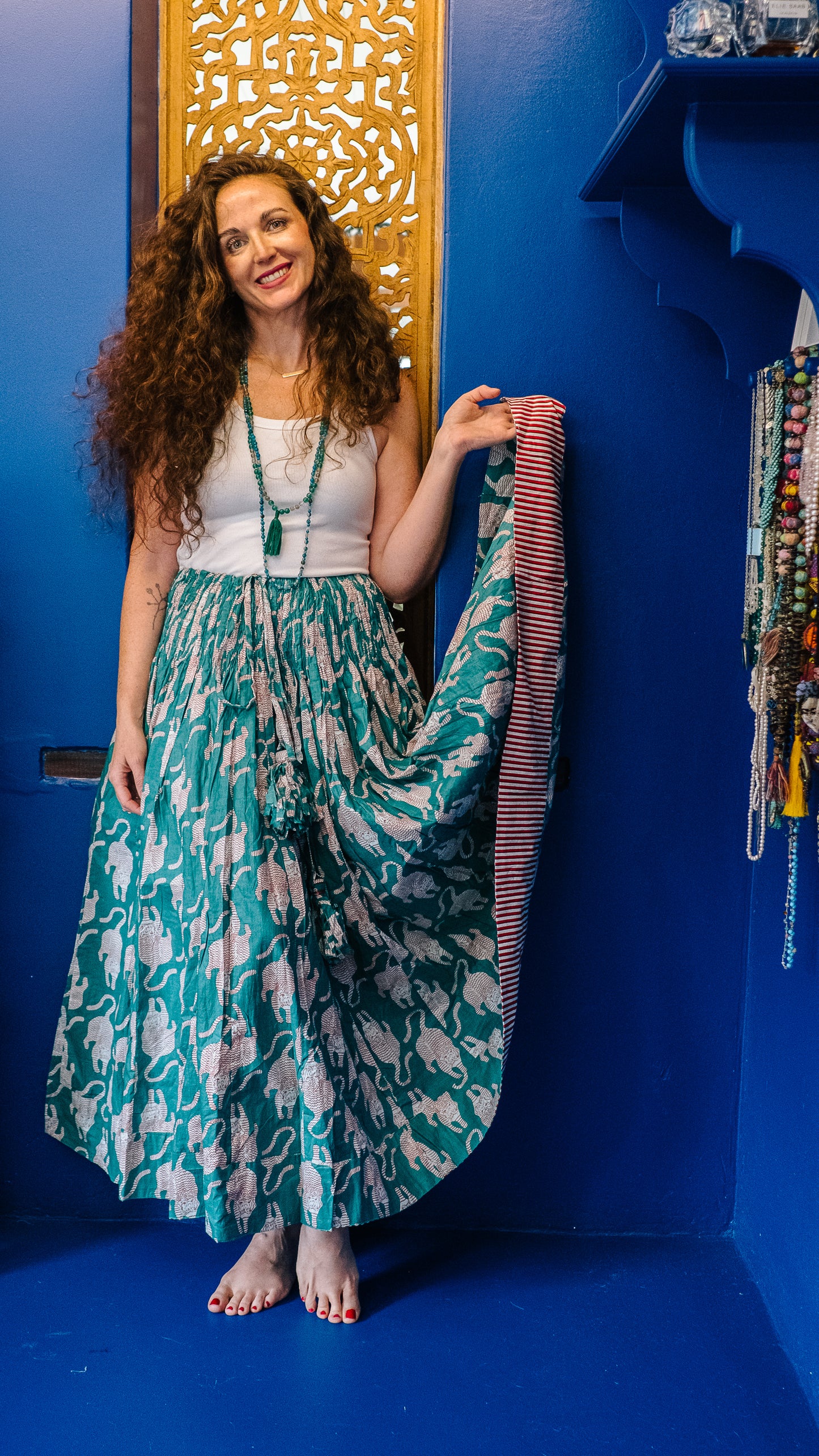 Susie Skirt - Teal Happy Tigers