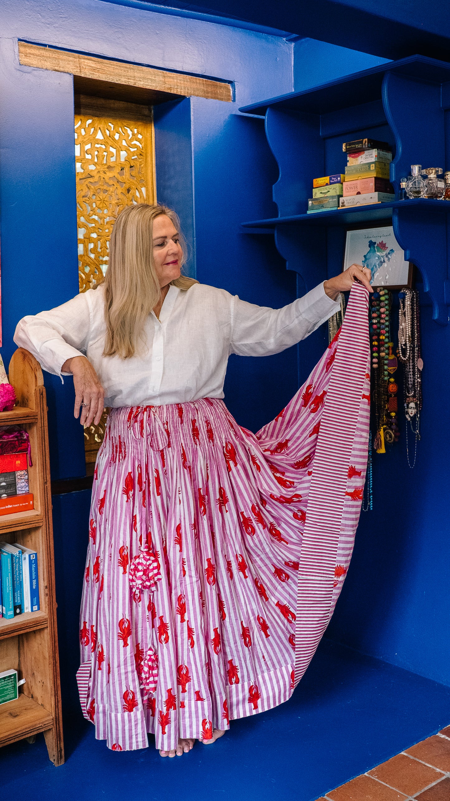 Susie Skirt - Pink and White Lobster stripes