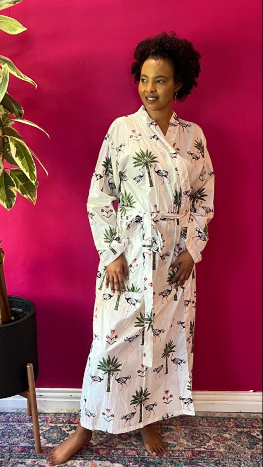 Kimono Gown - Ostrich Safari
