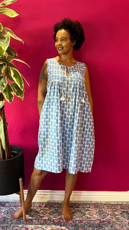 Nighties - Summer sky Pineapples with Blue Stripe Kimono Gown (sold separately)