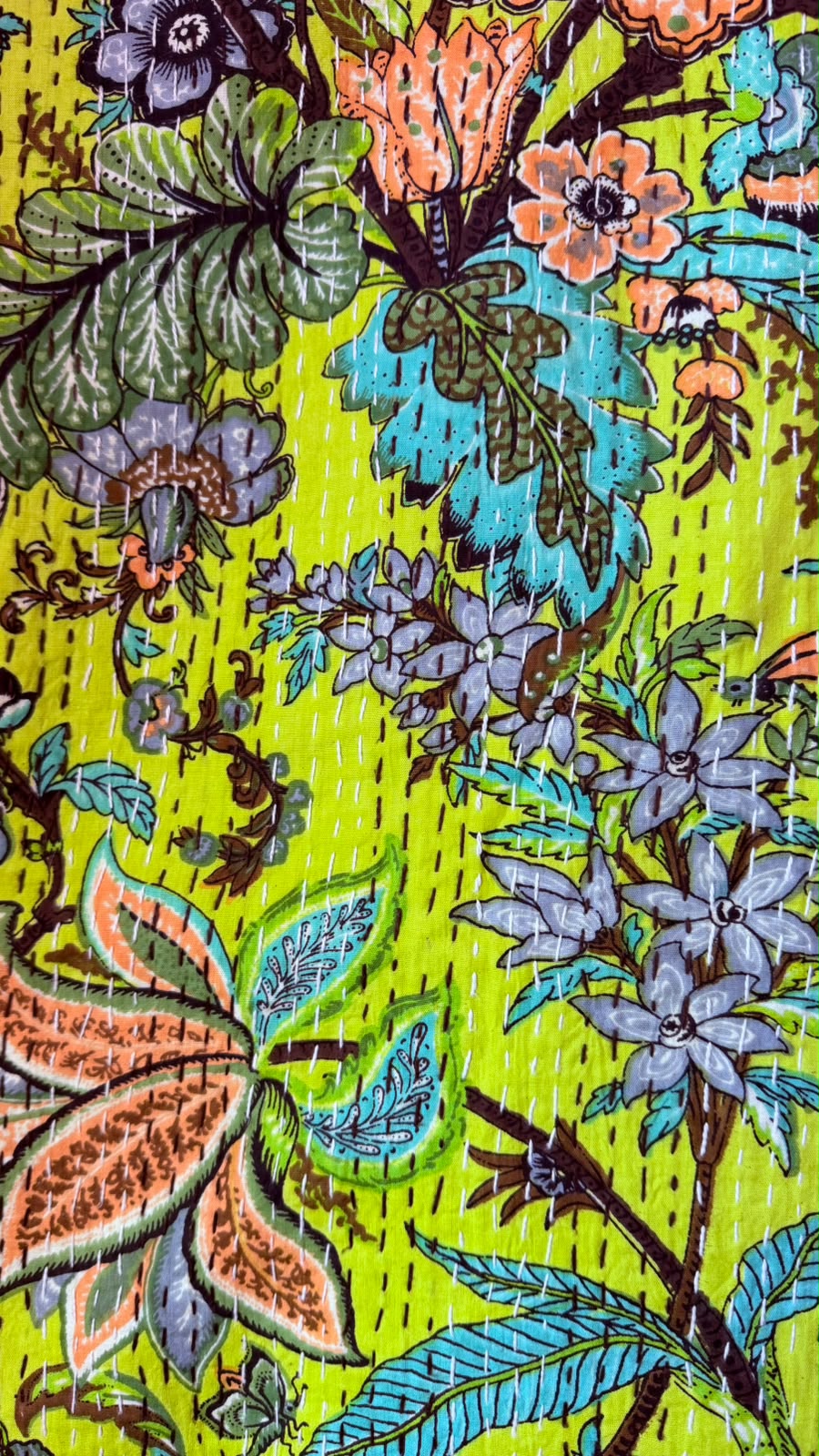 Lime with wild Turquoise and Coral Foliage