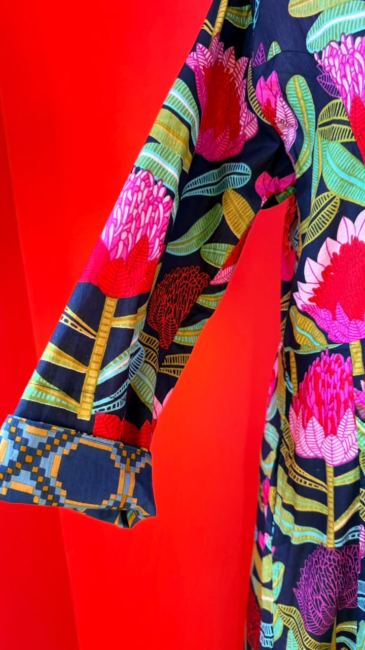 Sammy Joy 2.0 Navy Blue with Vibrant Red and Pink Proteas