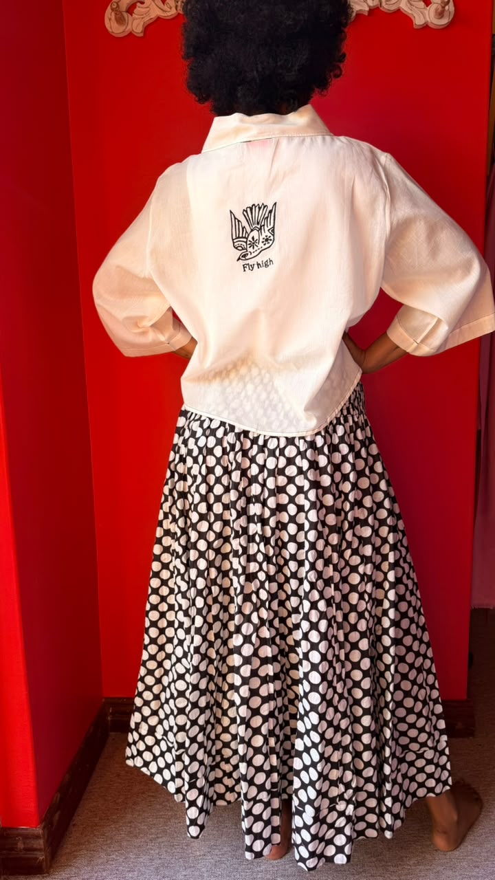 Kimmie Cropped Jacket - Off White "Fly High"
