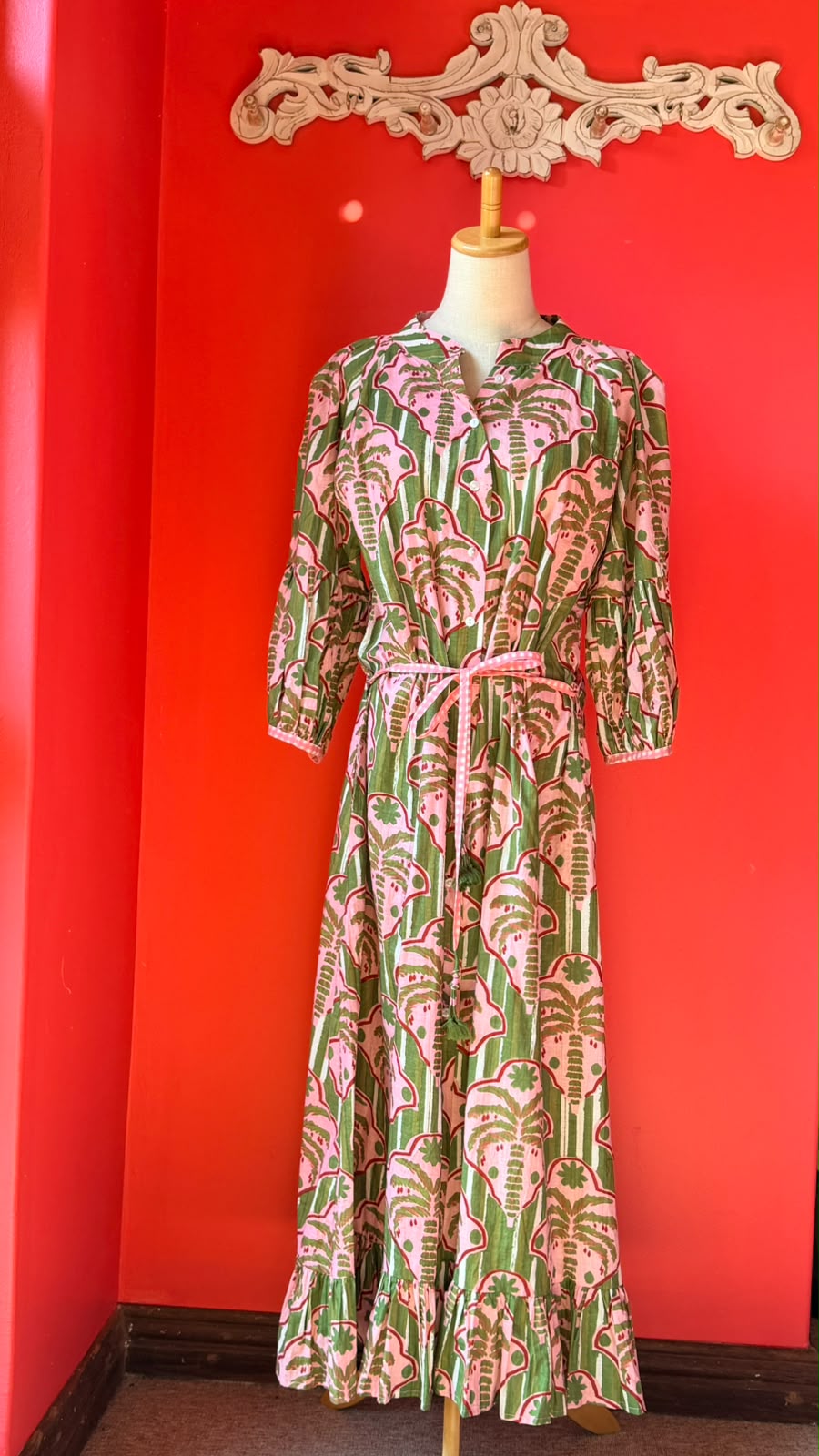 Charlie Grace - Olive Green and White Stripe with Musky Pink