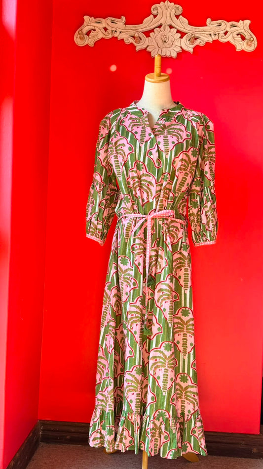 Charlie Grace - Olive Green and White Stripe with Musky Pink