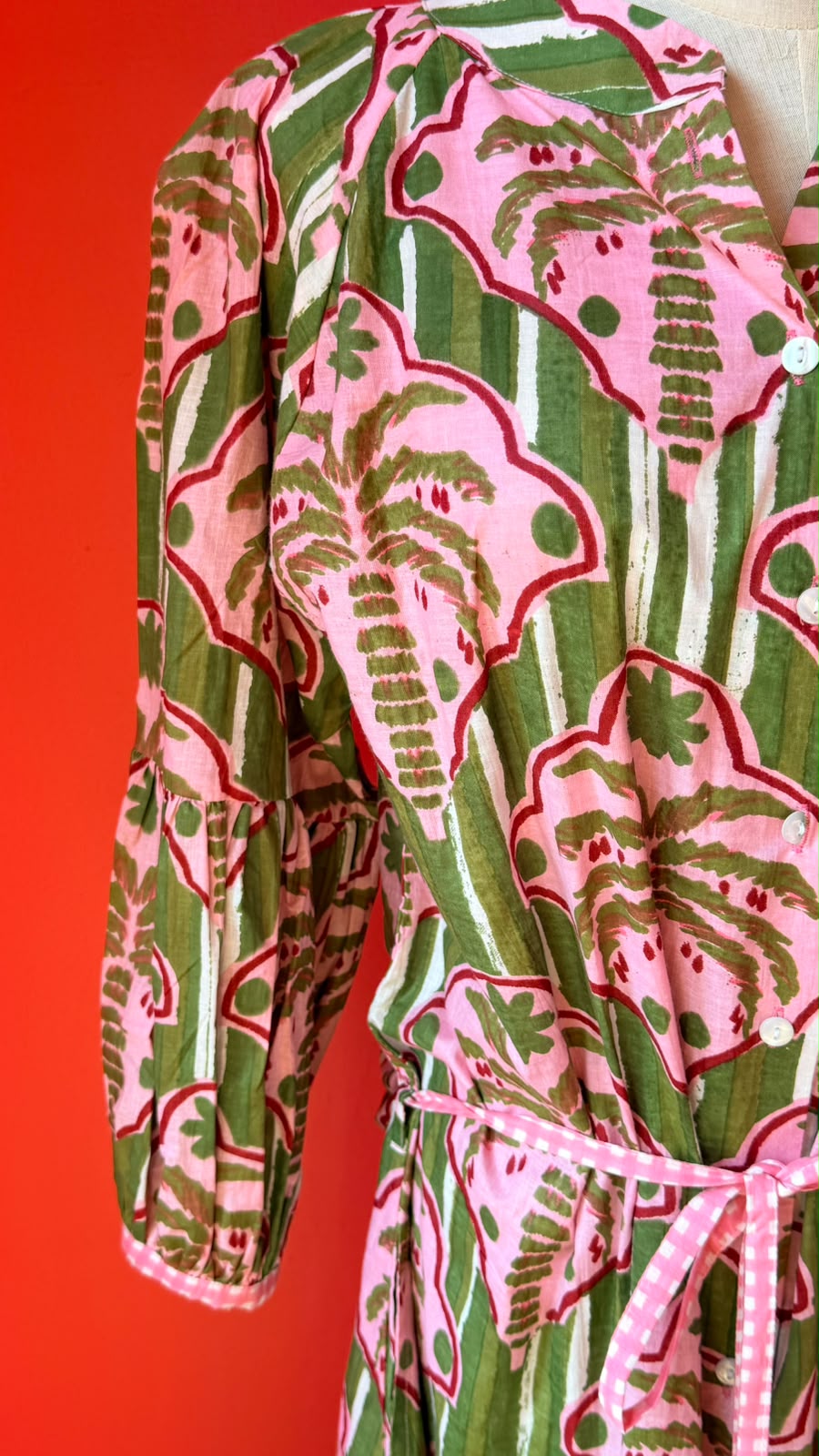 Charlie Grace - Olive Green and White Stripe with Musky Pink