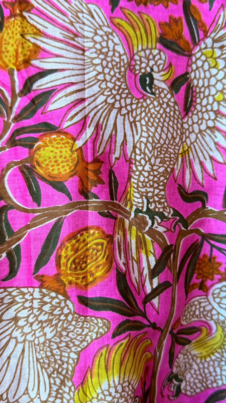Pink with Golden Pomegranate and Cockatoo