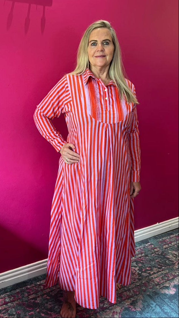 Maharani Orange and Mauve Stripe