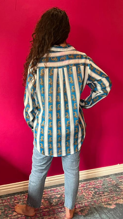Beverley Blouse 2.0 Blue Tiger Stripes