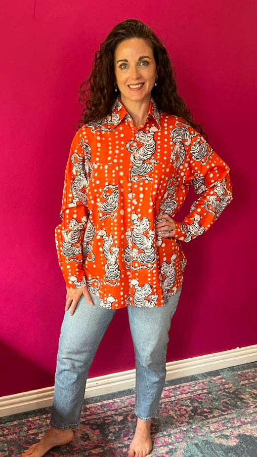 Beverley Blouse 2.0 Orange Dotty Tiger