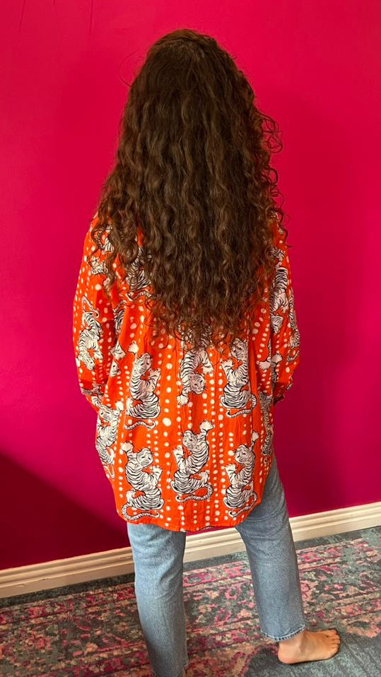 Beverley Blouse 2.0 Orange Dotty Tiger