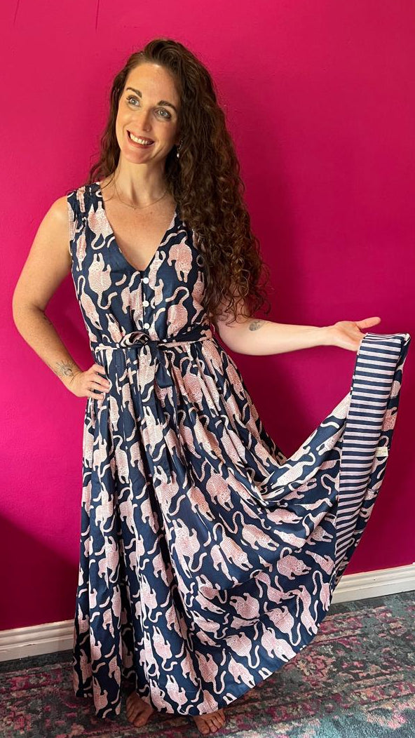 Avatar Dress - Navy Playful Tigers