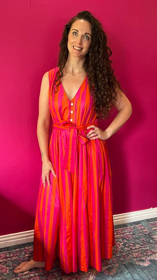 Avatar Dress - Hot Pink & Orange Stripe