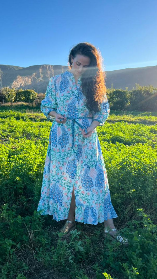 Charlie Grace Dress - Peacock under the vines