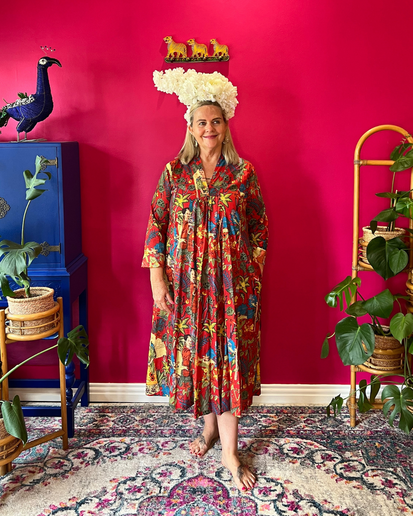 Rori Rose Dress Red Frida Gypsey Rose Cotton Clothing