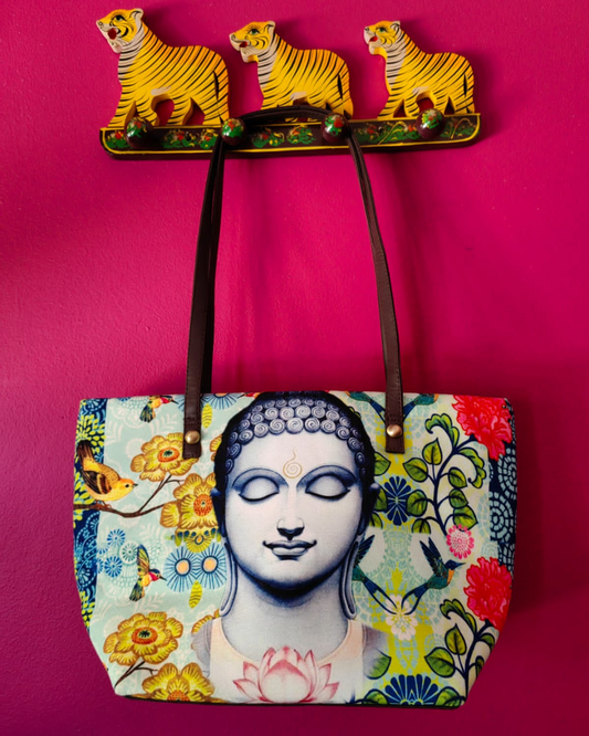 Desi Pop Canvas Handbag - Peaceful Buddha MEDIUM