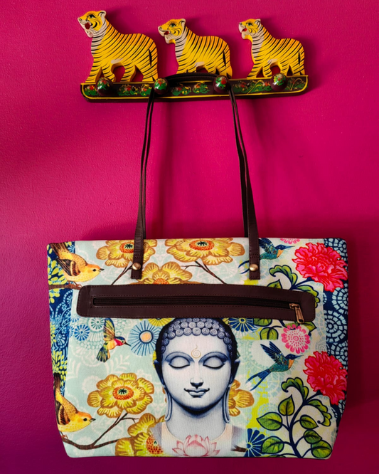 Desi Pop Canvas Handbag - Peaceful Buddha LARGE